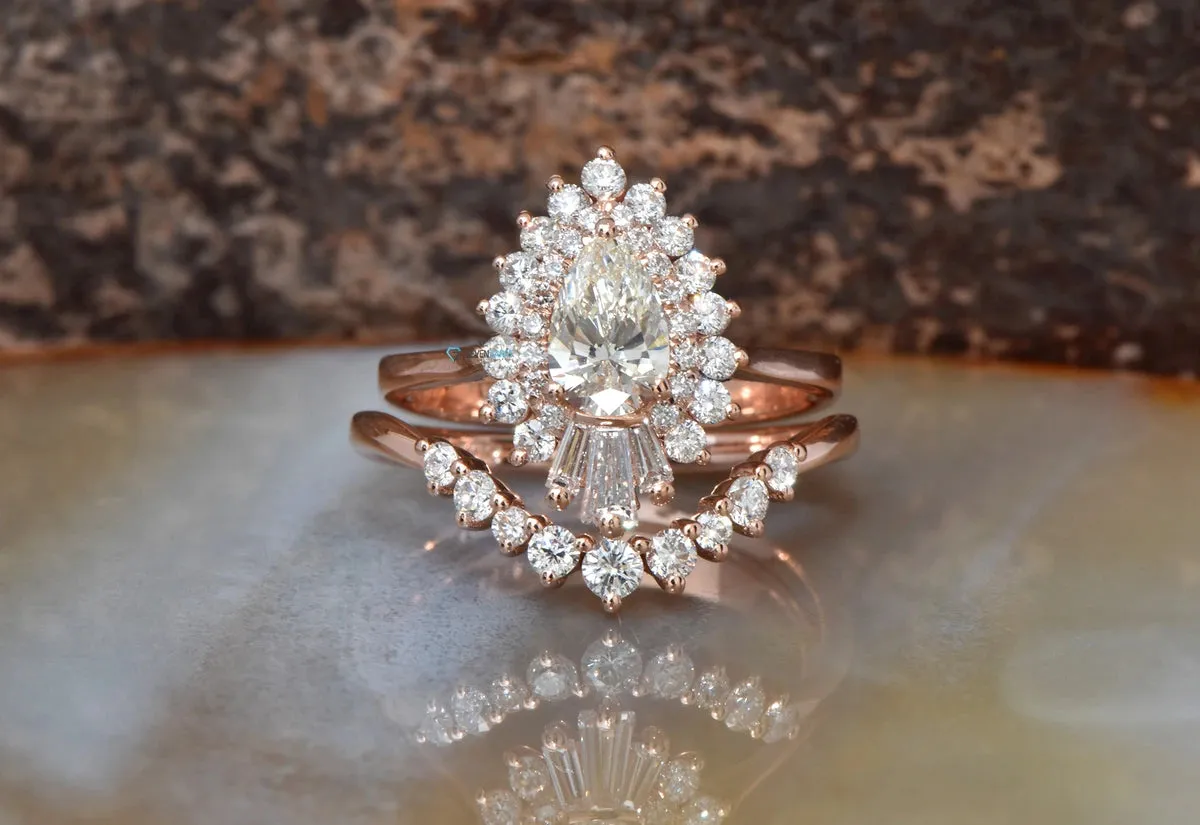 1 1/2 Carat Vintage Gatsby Engagement Rings - 14k 18k Rose gold