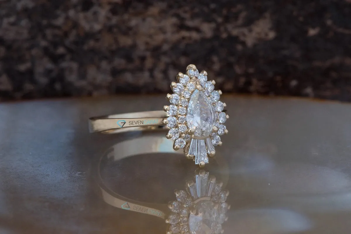 1 1/2 Carat Vintage Gatsby Engagement Rings - 14k 18k Rose gold