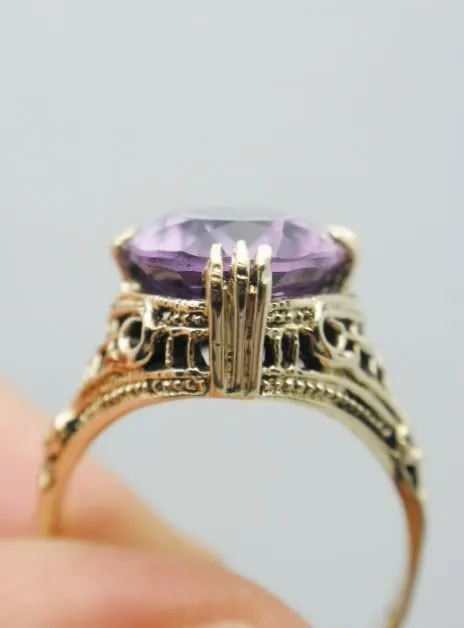 10k Amethyst Filigree Ring