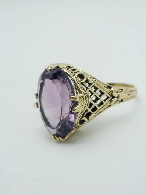 10k Amethyst Filigree Ring