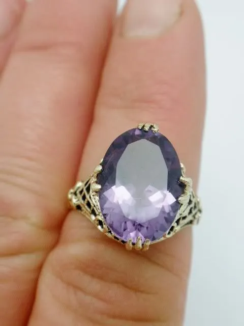 10k Amethyst Filigree Ring