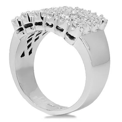 10K White Solid Gold Mens Diamond Ring 2.67 Ctw
