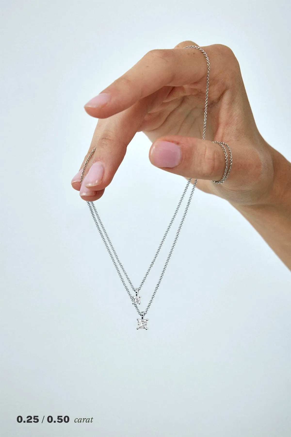 1/2 carat Princess Diamond Pendant Necklace