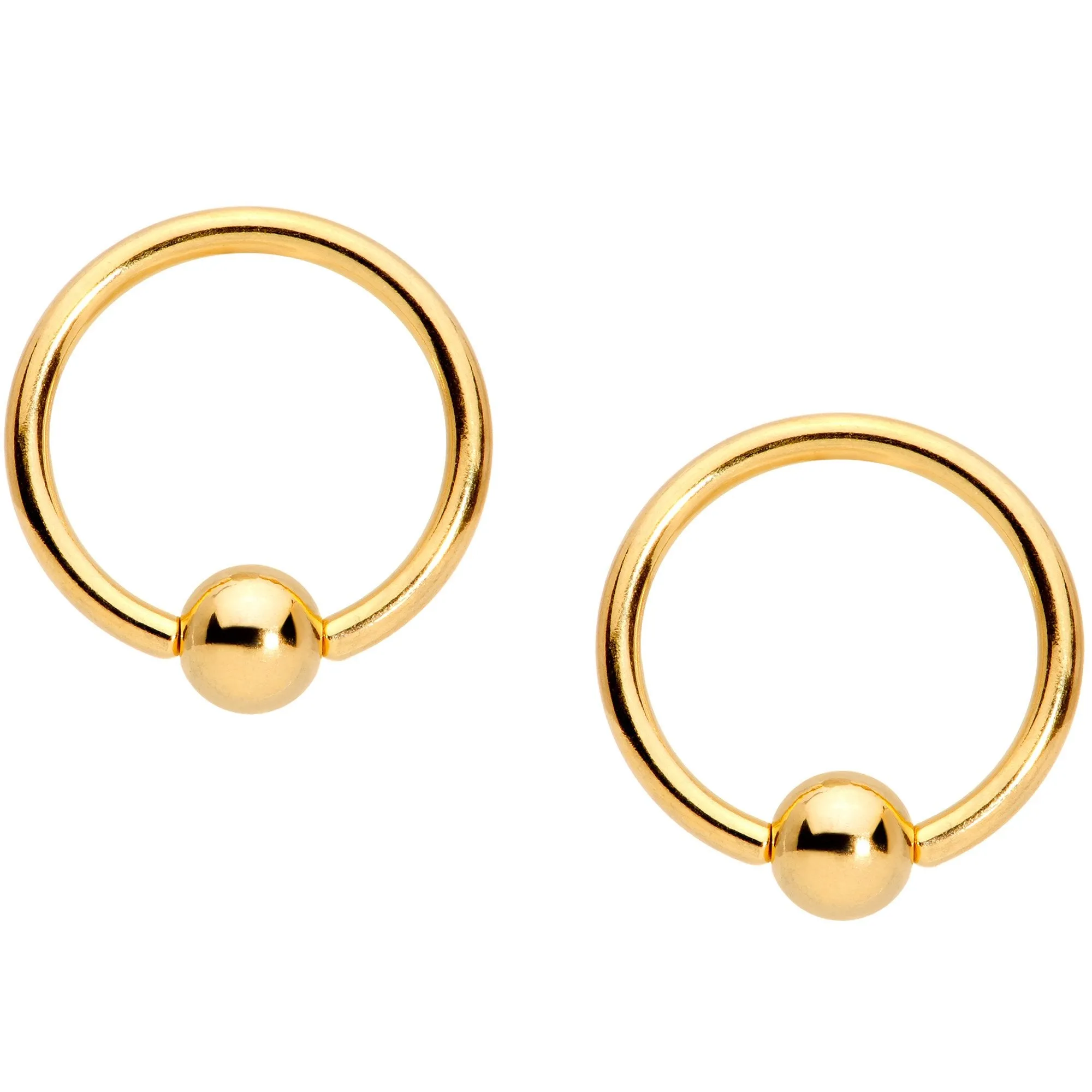 14 Gauge 1/2 Gold Tone Santa Captive Barbell Nipple Ring Set of 4