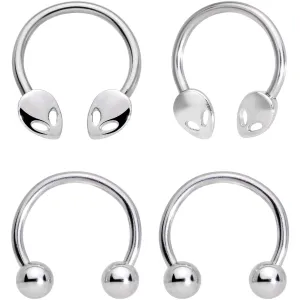 14 Gauge 13mm Outer Space Aliens Horseshoe Nipple Ring Set