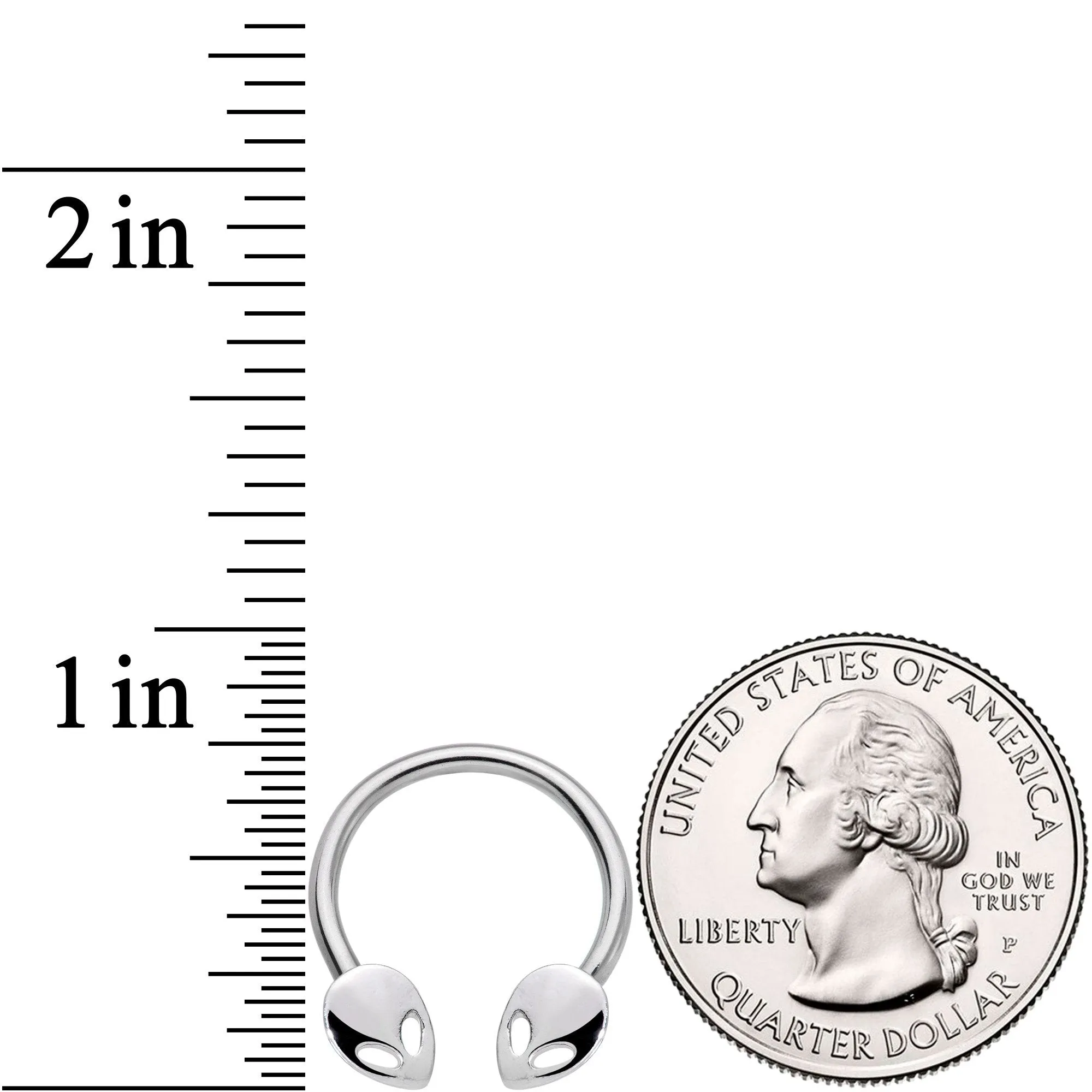 14 Gauge 13mm Outer Space Aliens Horseshoe Nipple Ring Set