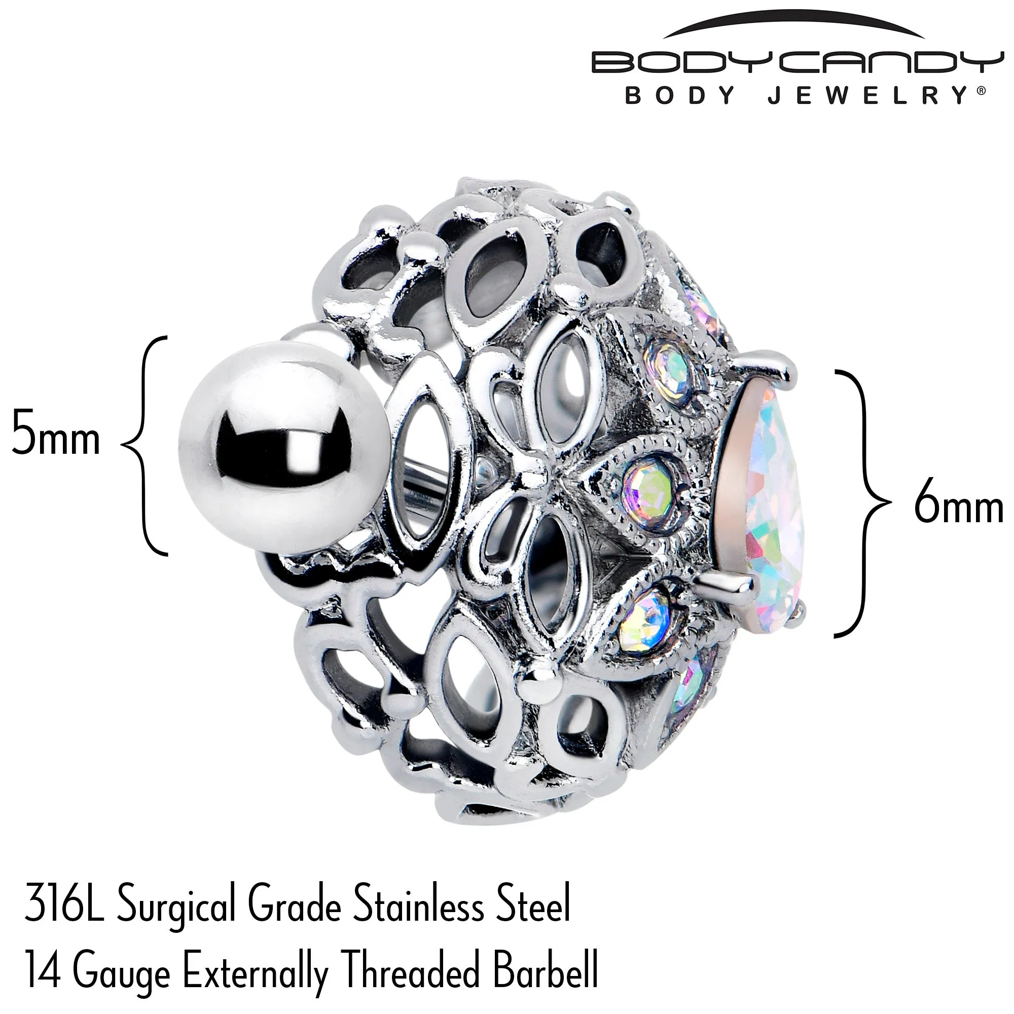 14 Gauge 9/16 Aurora Gem Retro Sunburst Nipple Shield Set