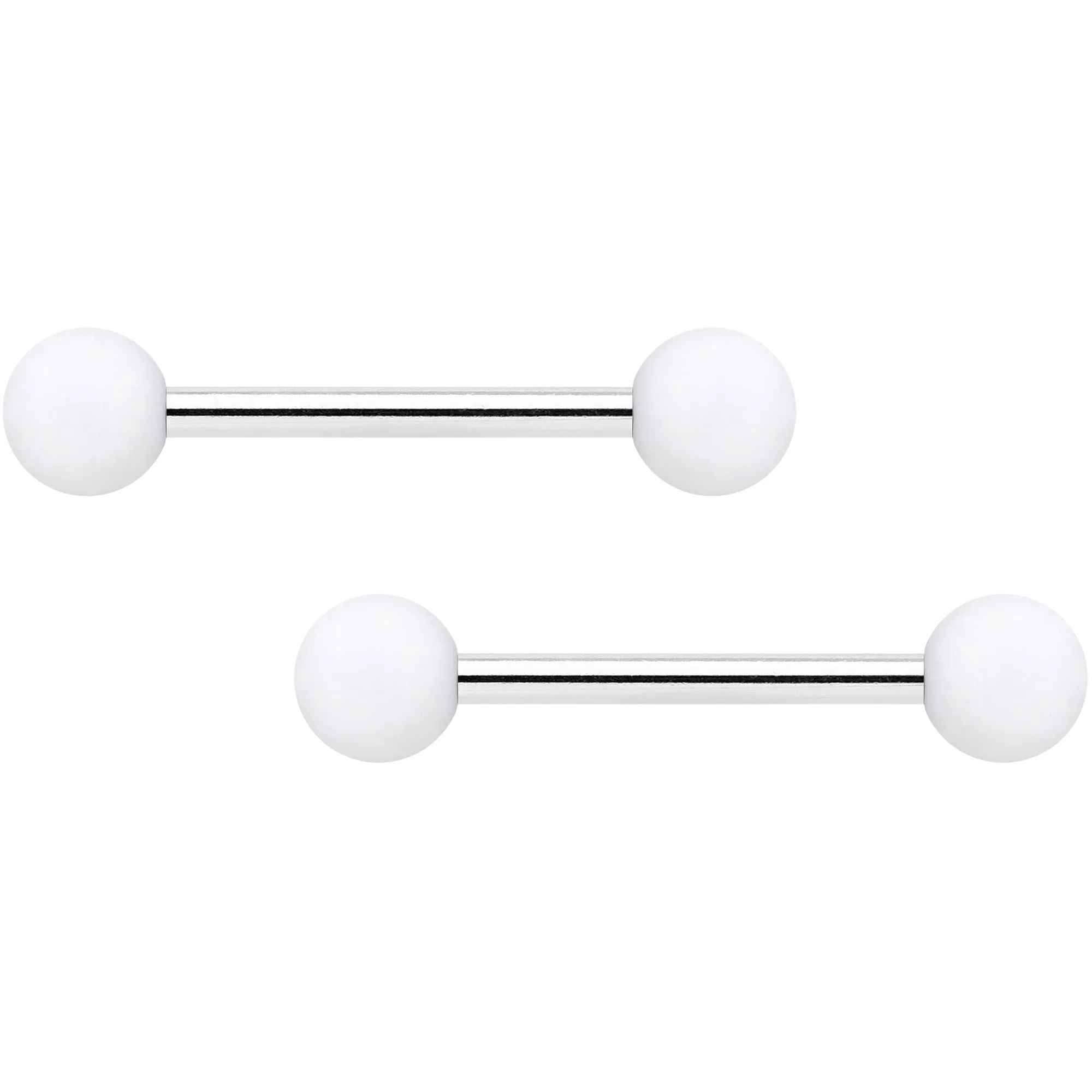 14 Gauge 9/16 White Matte Barbell Nipple Ring Set