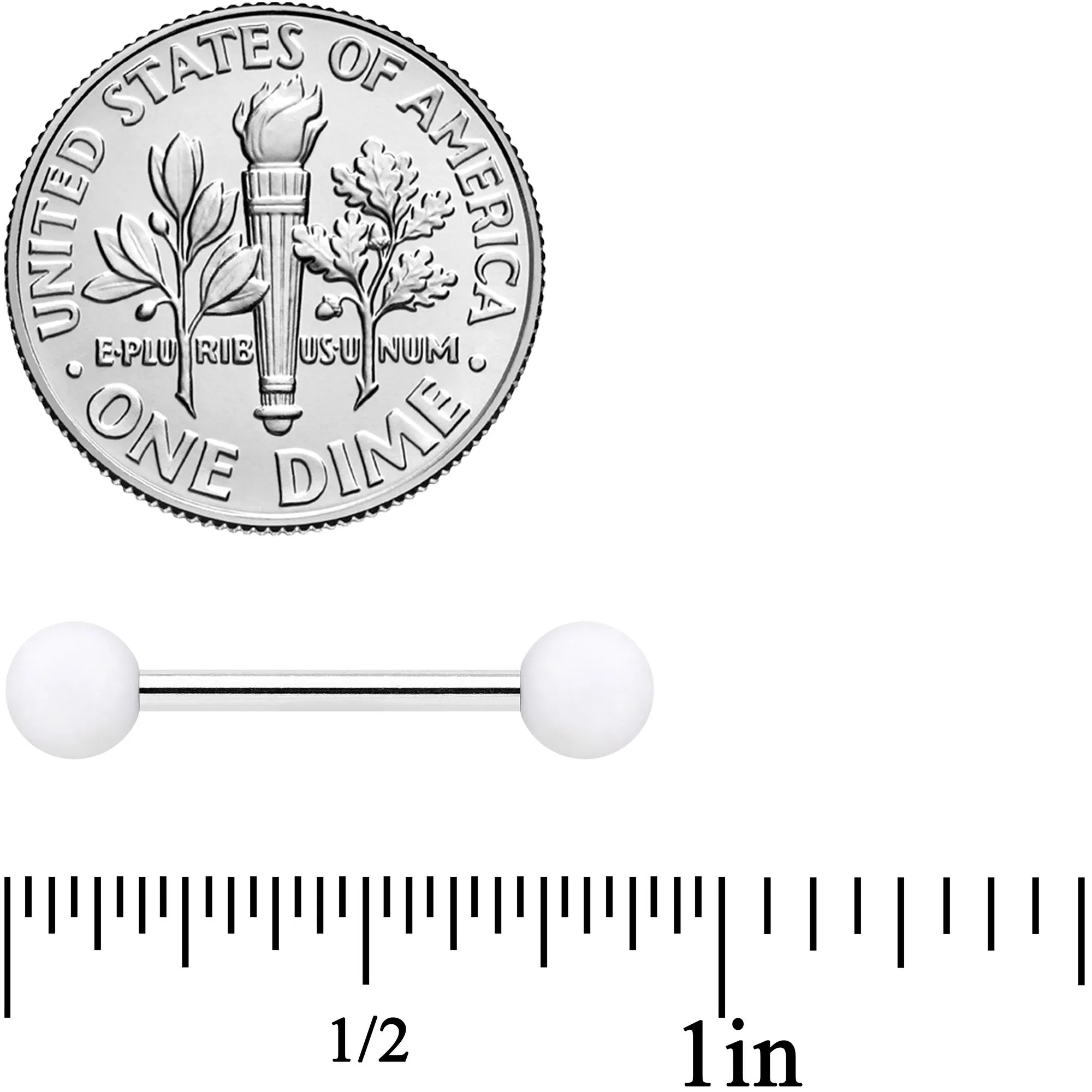 14 Gauge 9/16 White Matte Barbell Nipple Ring Set