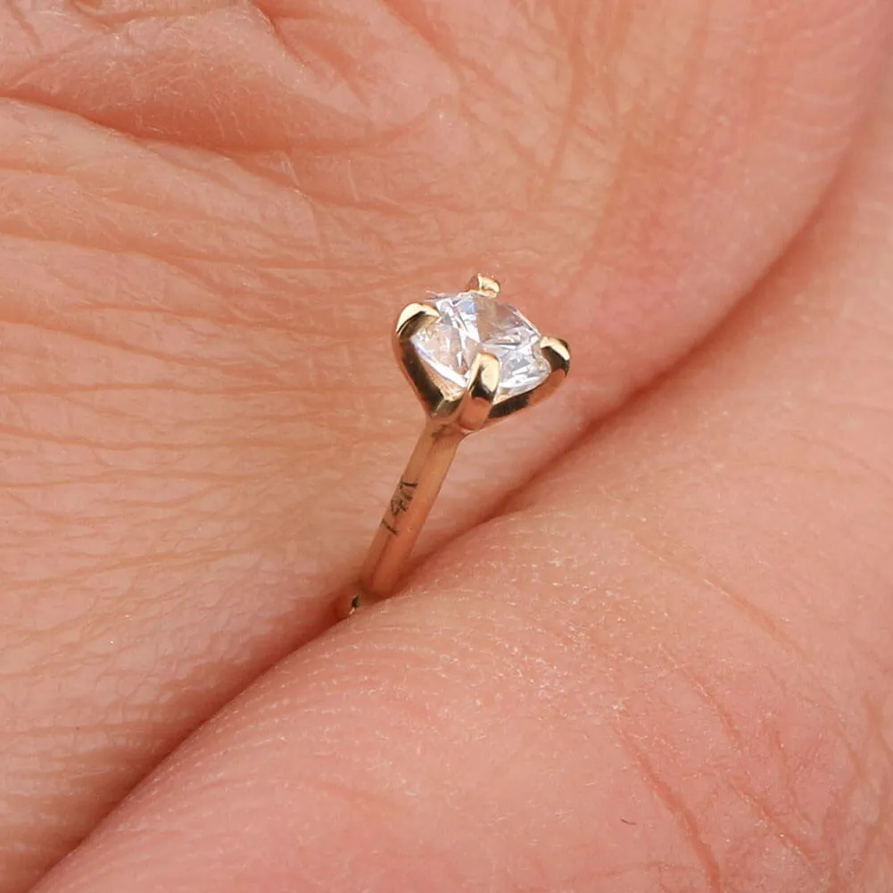 14K Gold 20G Round CZ Nose Stud