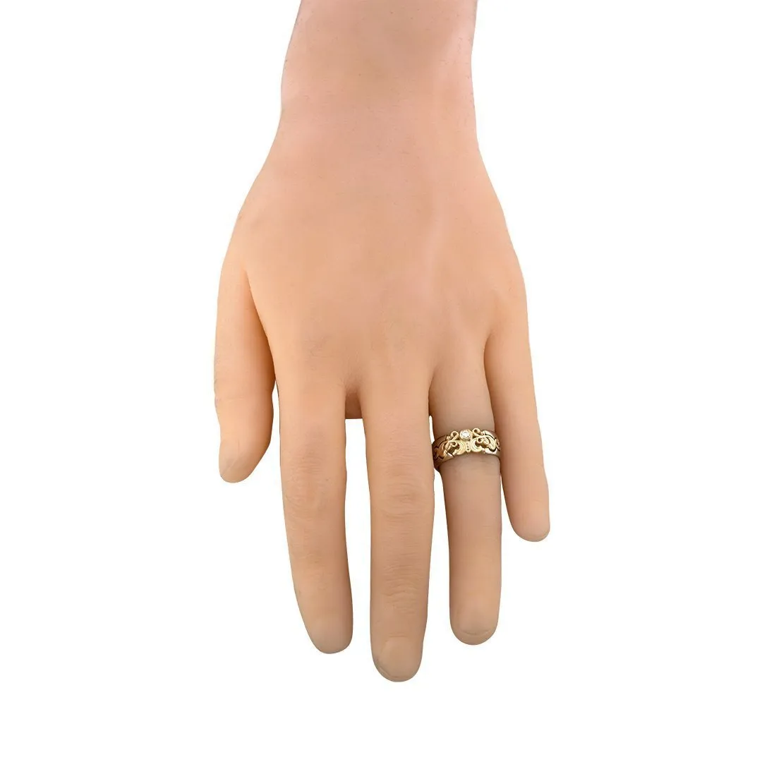 14k Two Tone Gold Vintage Diamond Crown Ring 0.05 Ctw