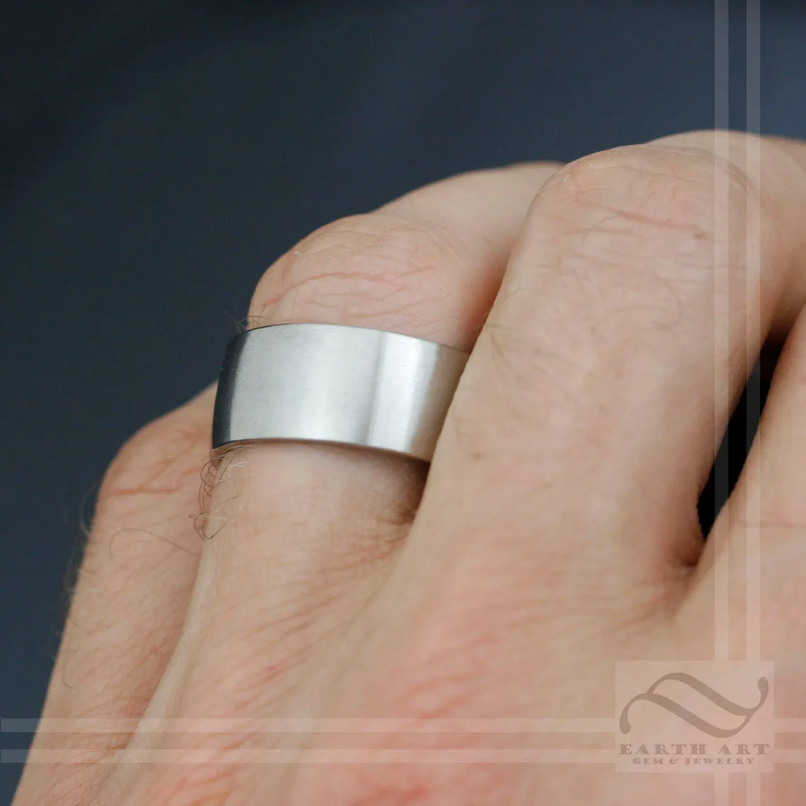 14k White Gold -10mm wide satin finished wedding band