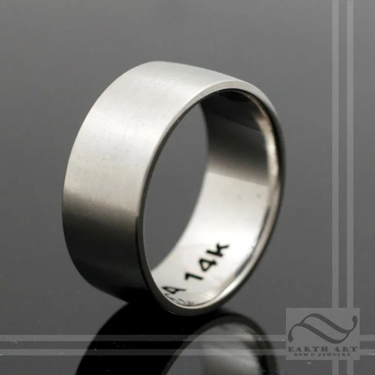14k White Gold -10mm wide satin finished wedding band