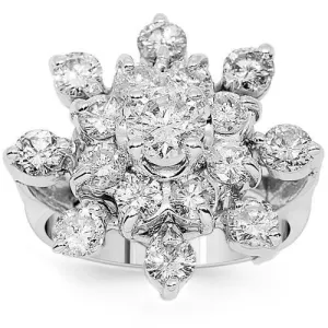 14K White Solid Gold Womens Diamond Cocktail Ring 2.25 Ctw