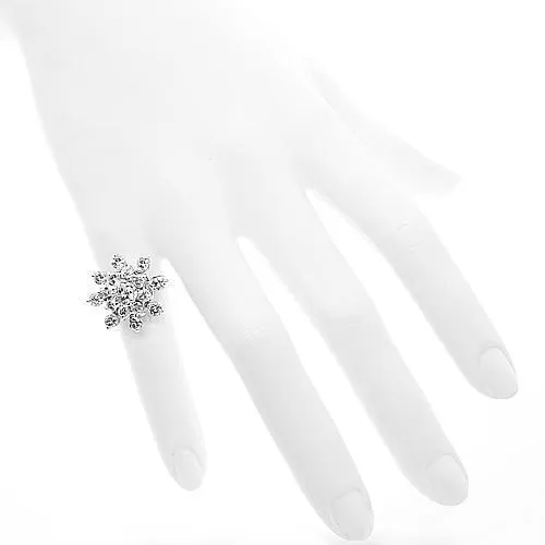 14K White Solid Gold Womens Diamond Cocktail Ring 2.25 Ctw