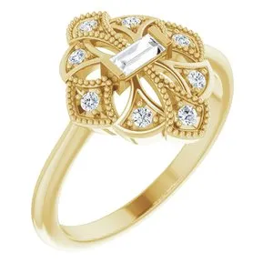 14K Yellow 1/5 CTW Diamond Vintage-Inspired Ring