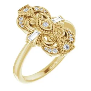 14K Yellow 1/6 CTW Diamond Vintage-Inspired Ring