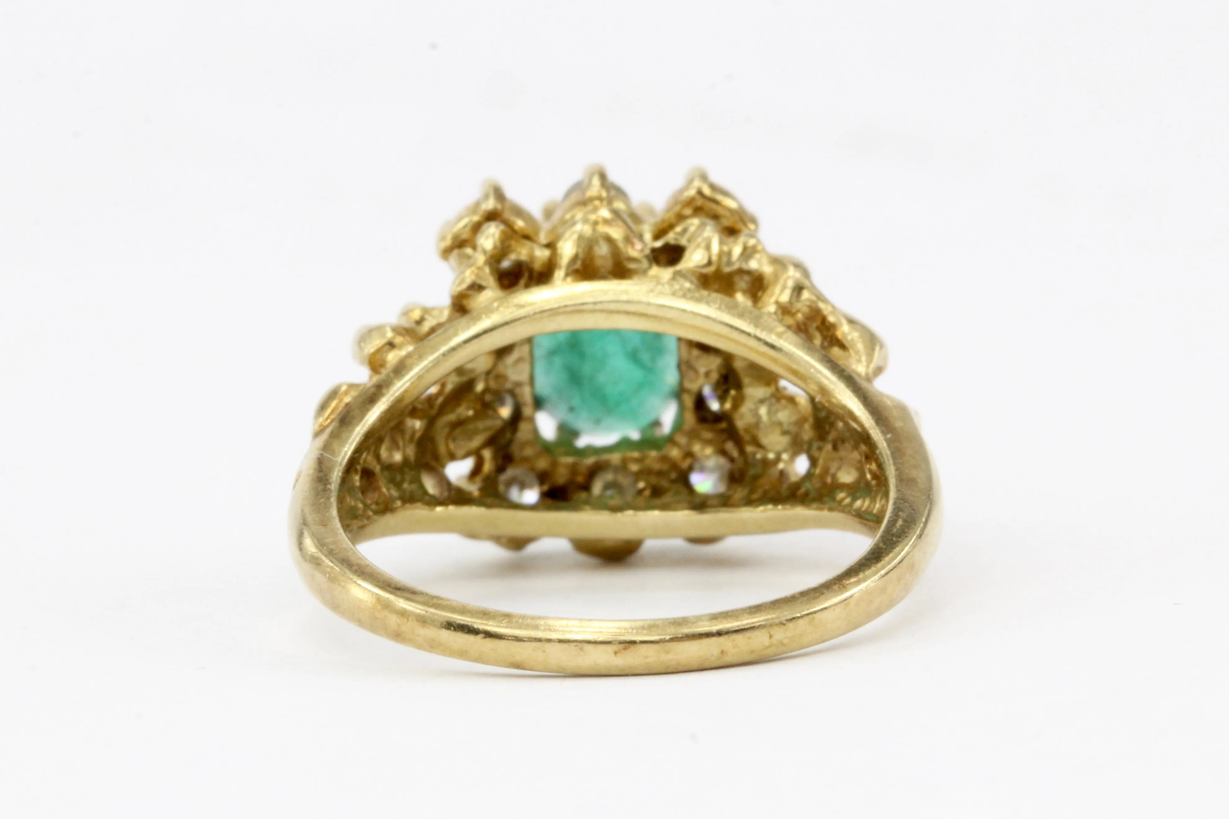 14K Yellow Gold .85 CT Natural Emerald with .50 CTW Diamond Halo Ring