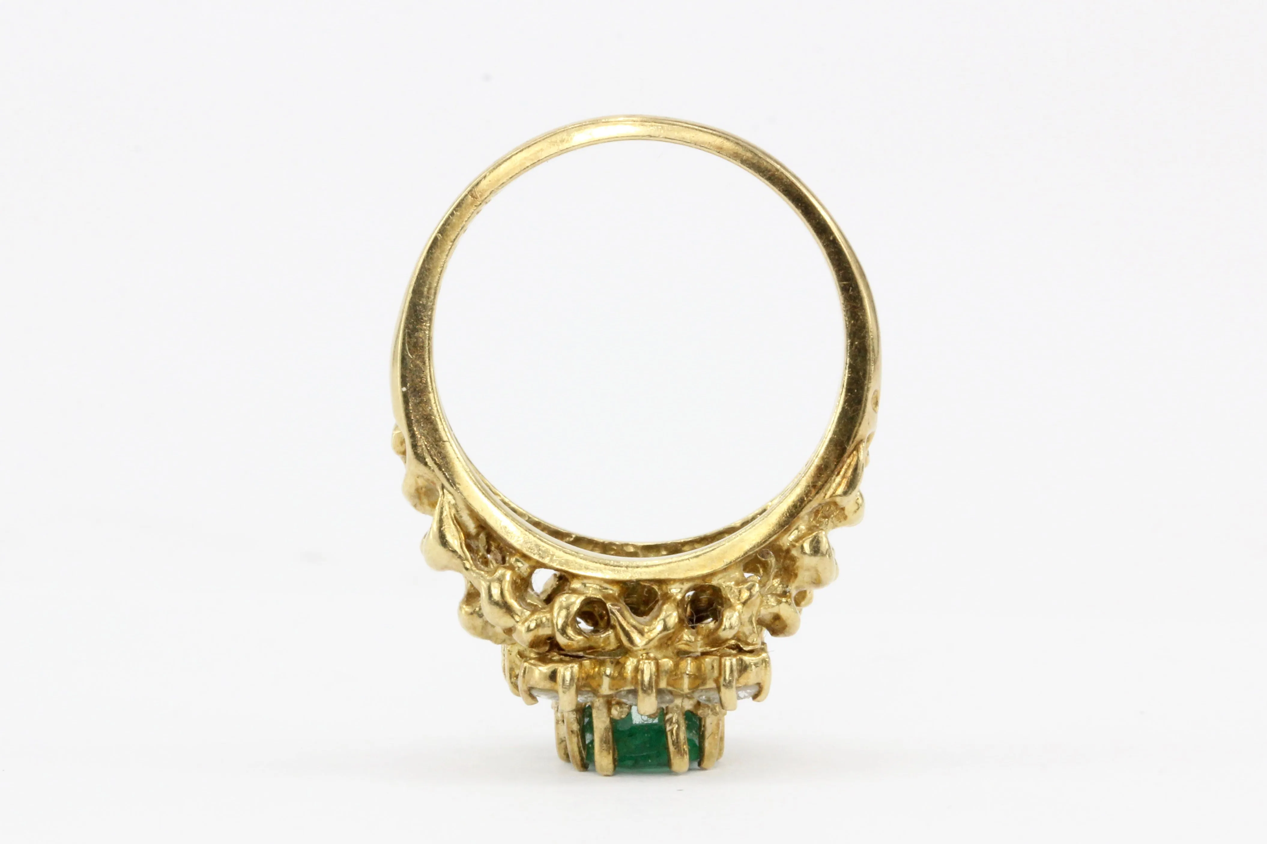 14K Yellow Gold .85 CT Natural Emerald with .50 CTW Diamond Halo Ring