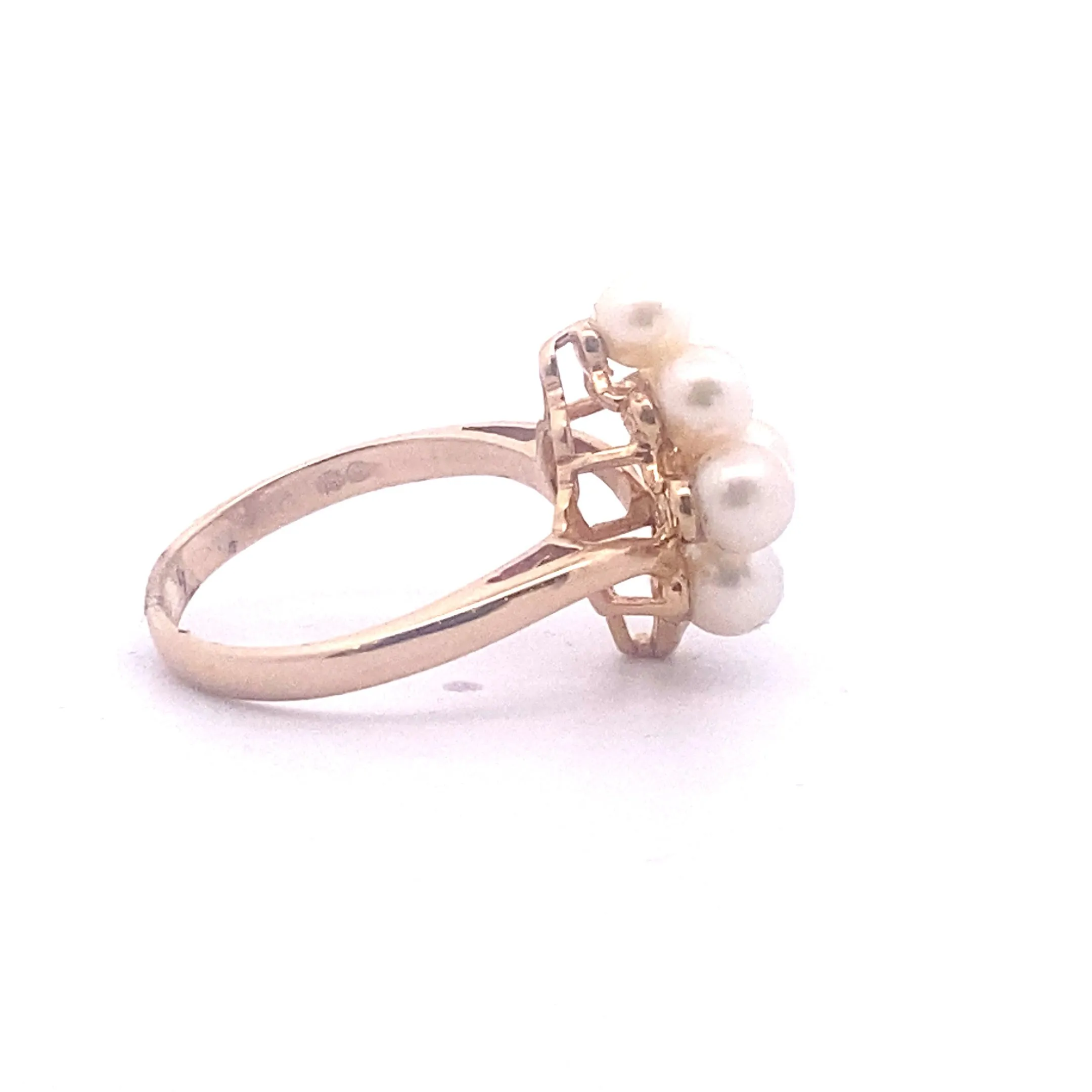 14K Yellow Gold Genuine Pearl Diamond Accent Ring, Dia-0.02Ct