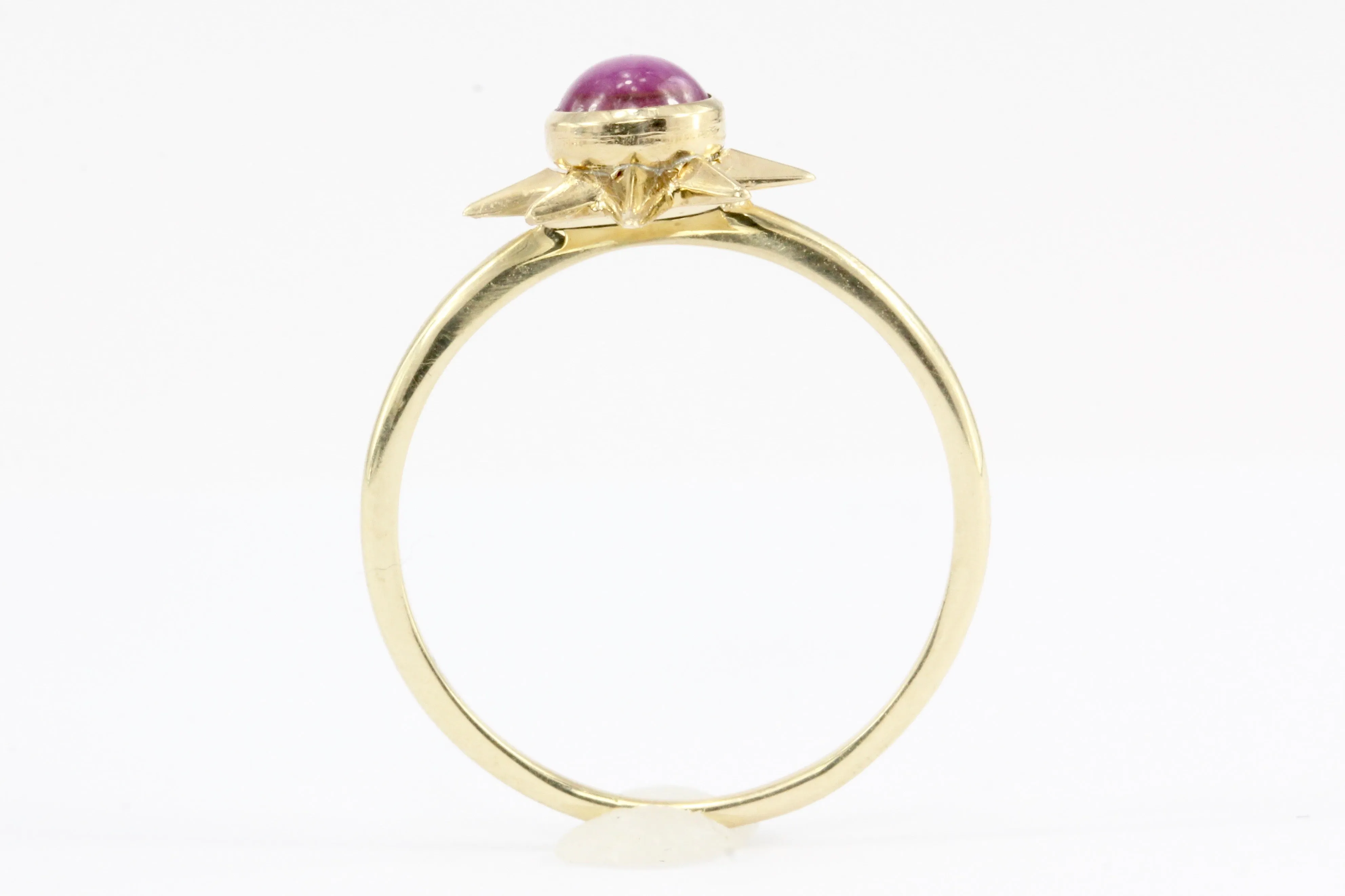 14K Yellow Gold Pink Star Sapphire Ring Size 7