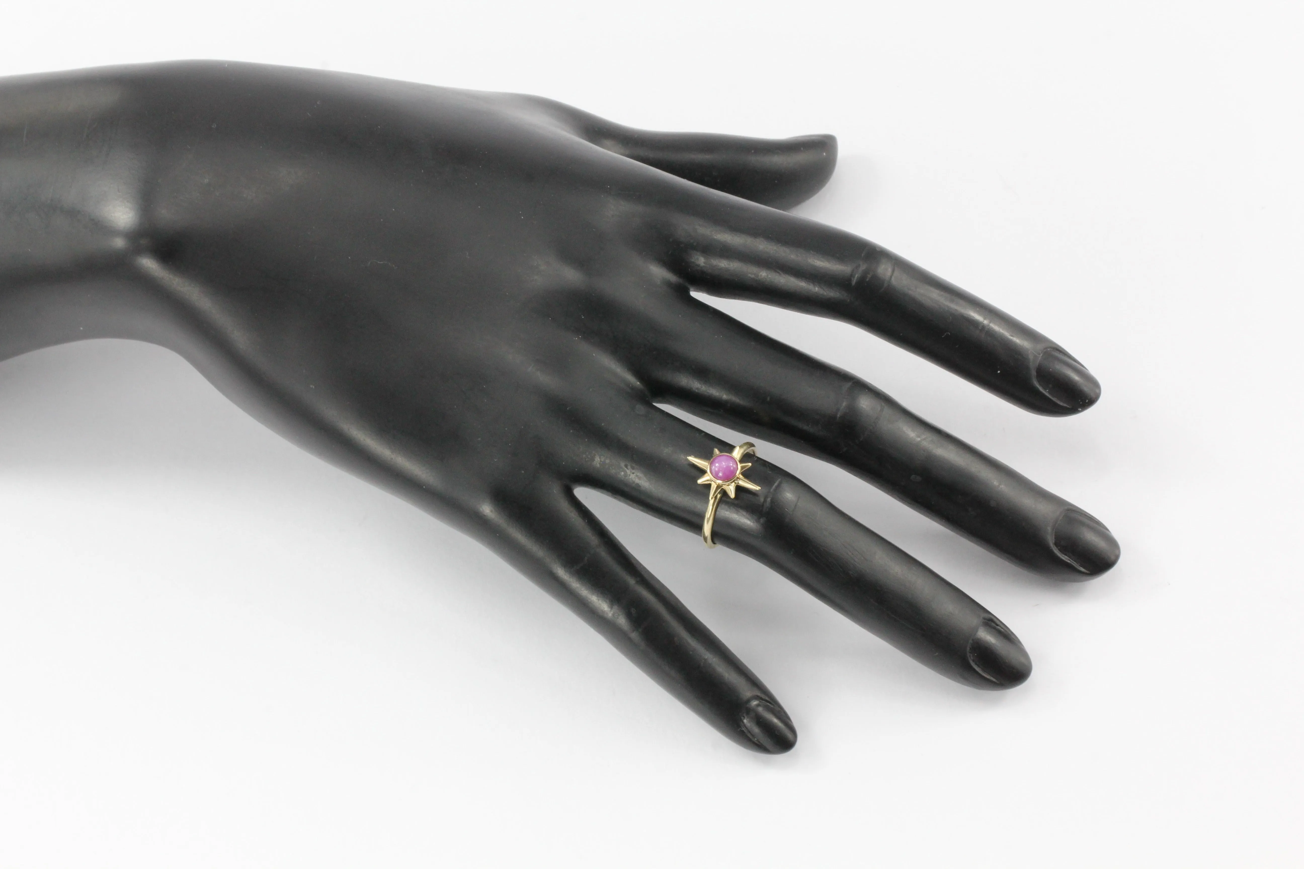 14K Yellow Gold Pink Star Sapphire Ring Size 7