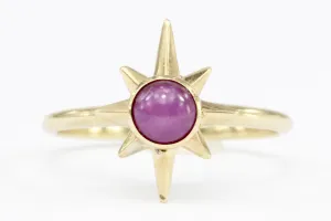 14K Yellow Gold Pink Star Sapphire Ring Size 7