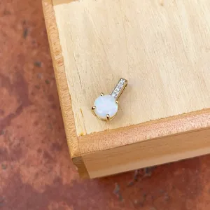14KT Yellow Gold Round Opal   Diamond Pendant Slide