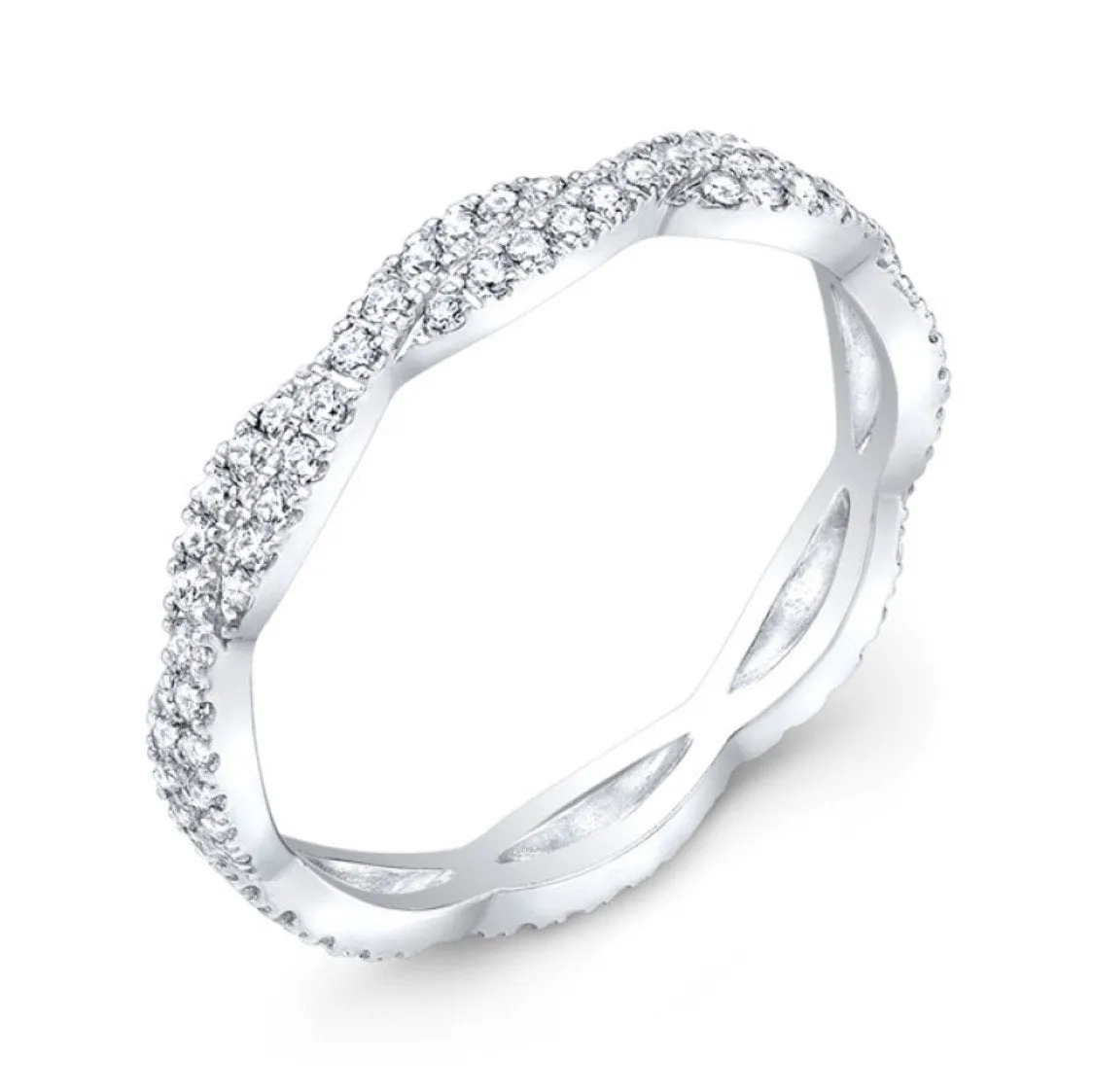14ky Twist Diamond Stackable Band