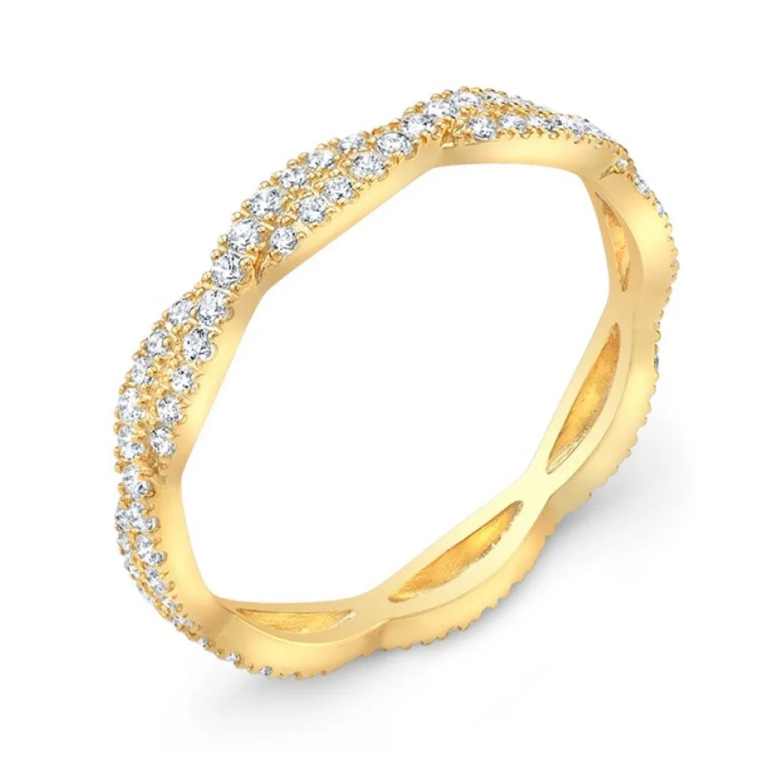 14ky Twist Diamond Stackable Band
