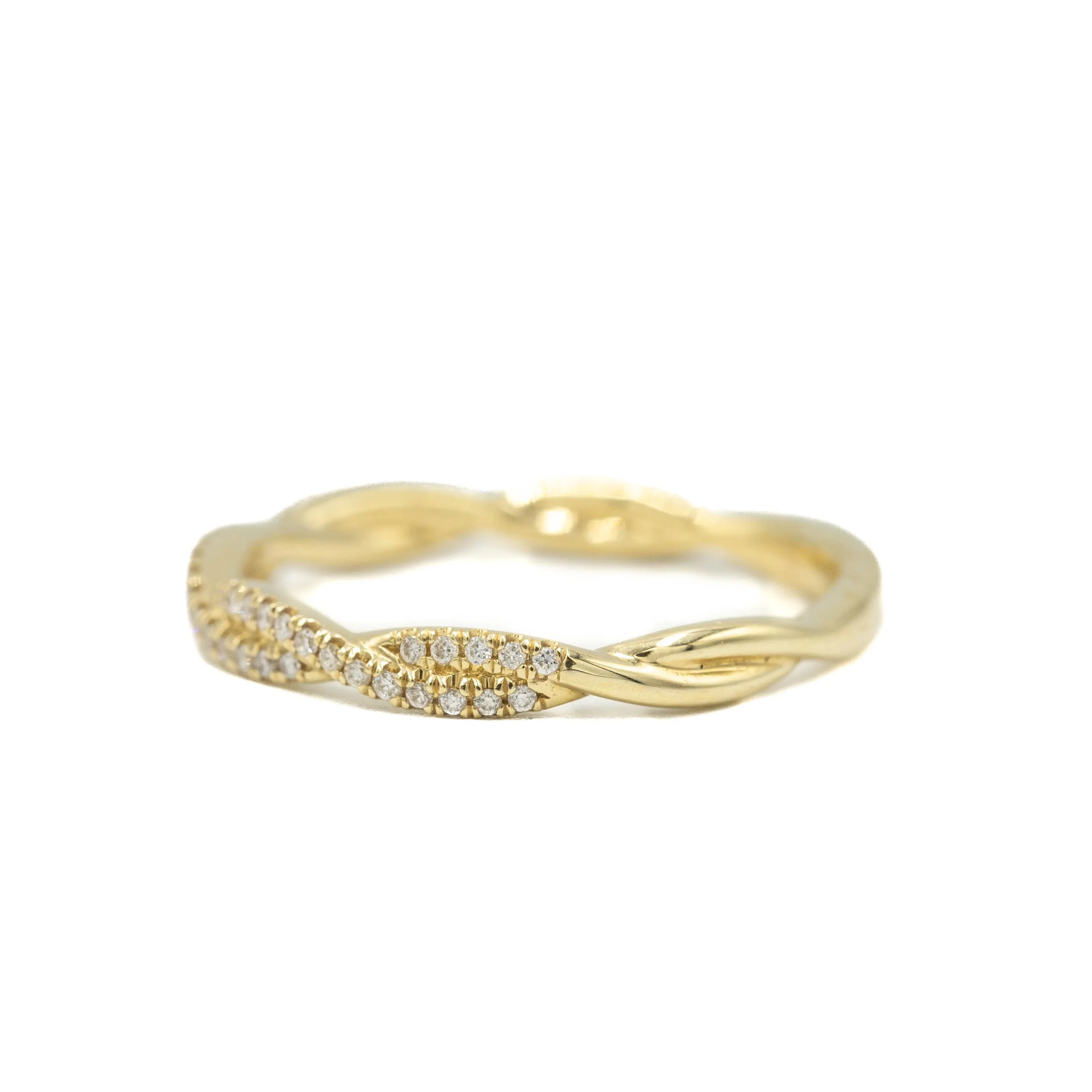 14ky Twist Diamond Stackable Band