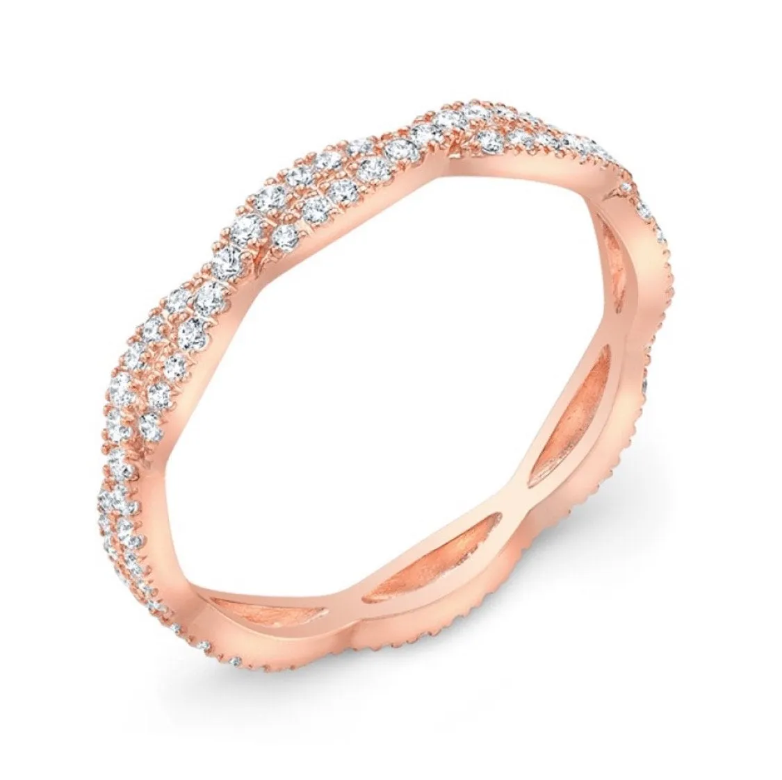 14ky Twist Diamond Stackable Band