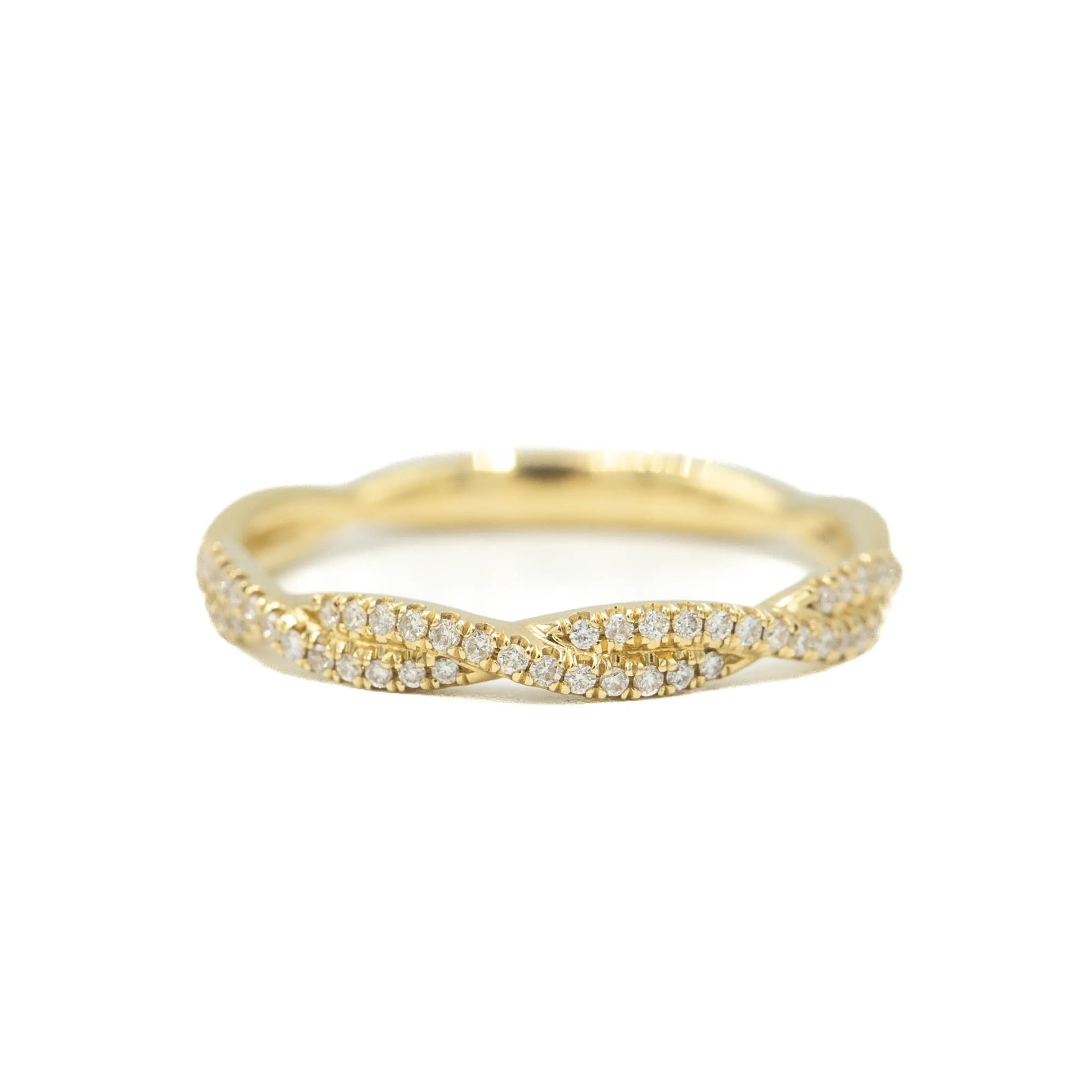 14ky Twist Diamond Stackable Band