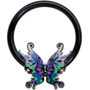 16 Gauge 3/8 Black Fantasy Faerie Wings BCR Captive Ring