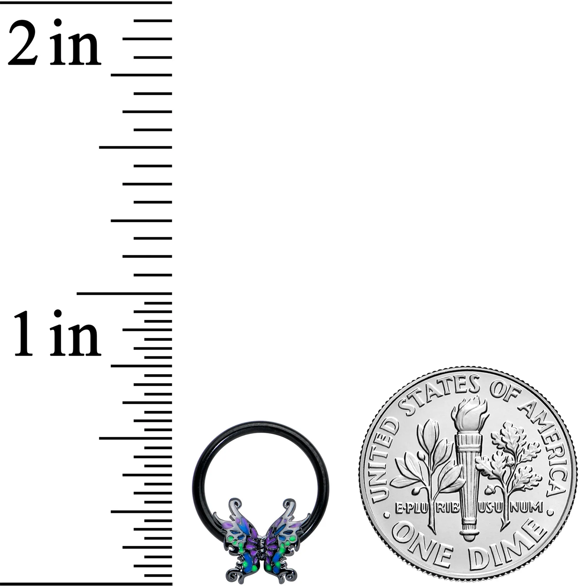 16 Gauge 3/8 Black Fantasy Faerie Wings BCR Captive Ring