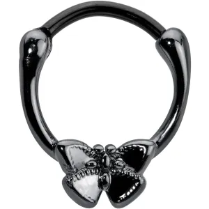 16 Gauge 3/8 Black Textured Simple Butterfly Cartilage Clicker