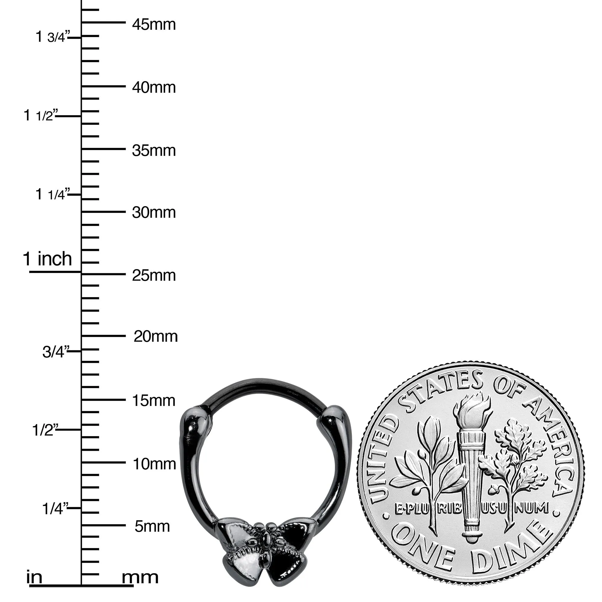 16 Gauge 3/8 Black Textured Simple Butterfly Cartilage Clicker