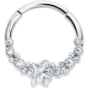 16 Gauge 3/8 Clear CZ Gem Starfish Supreme Hinged Segment Ring