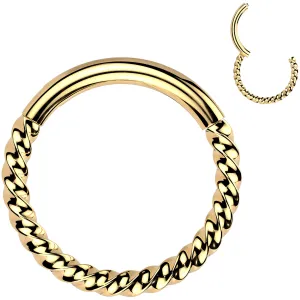 16 Gauge 3/8 Gold Tone Braided Style Precision Hinged Segment Ring