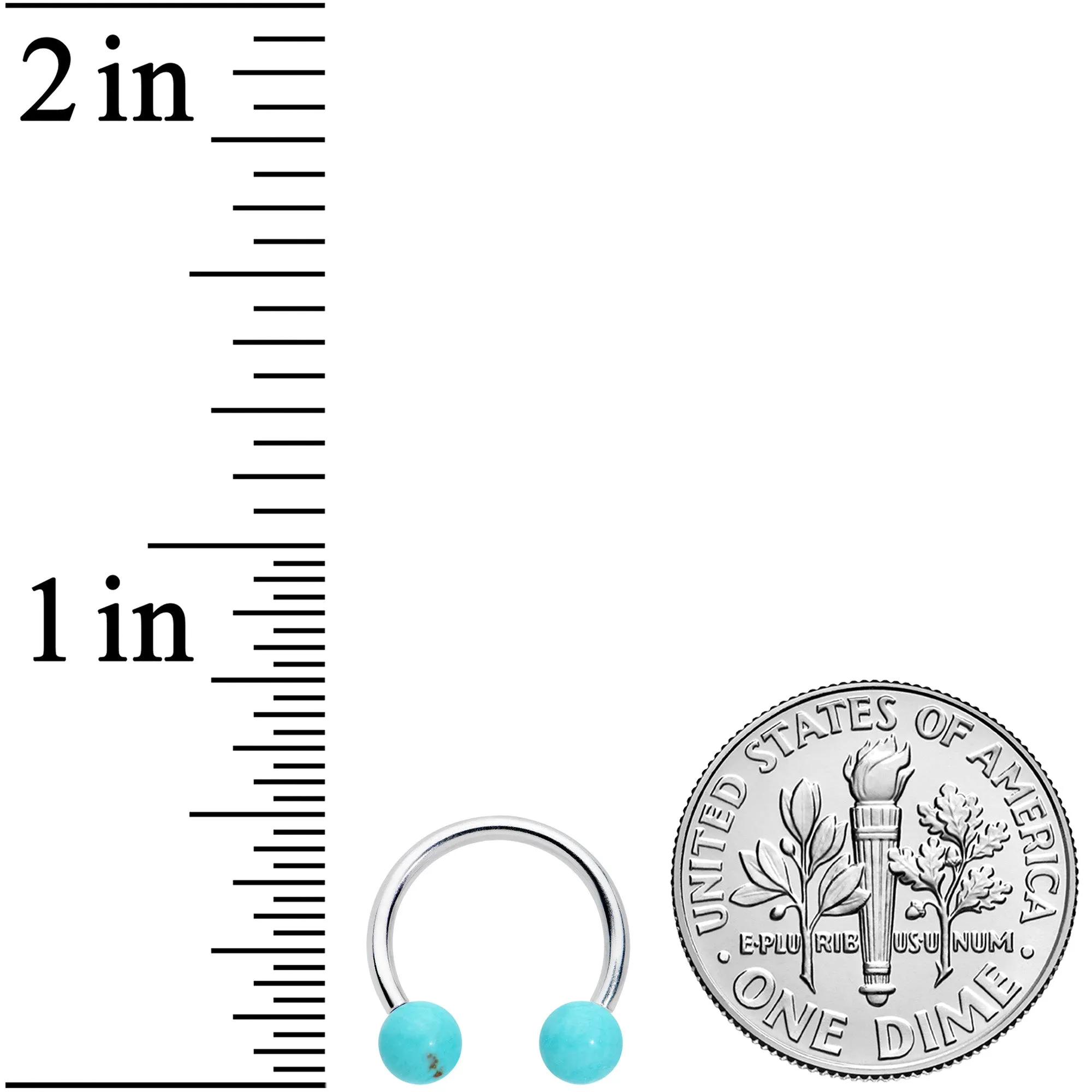 16 Gauge 3/8 Lt Blue Stone Ball End Internally Threaded Horseshoe