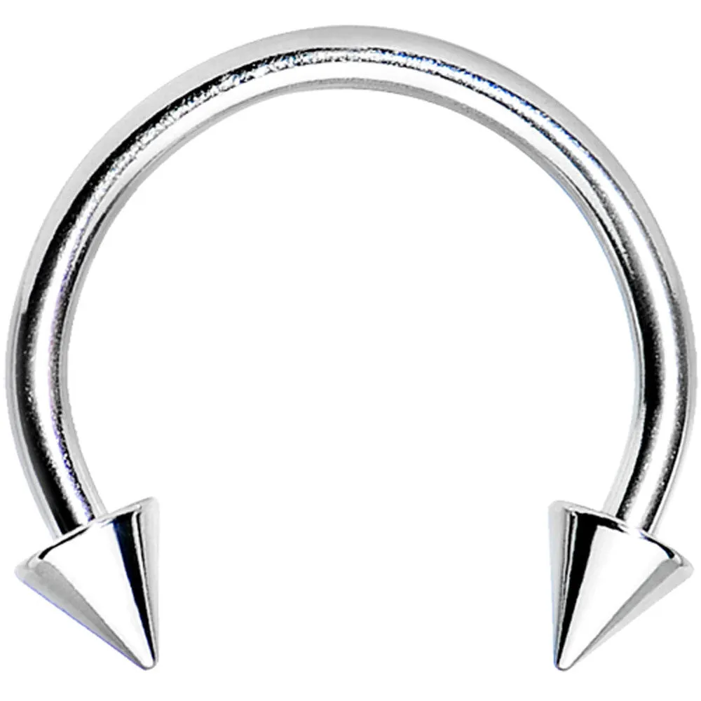 16 Gauge 3/8 Stainless Steel Spike Horseshoe Circular Barbell