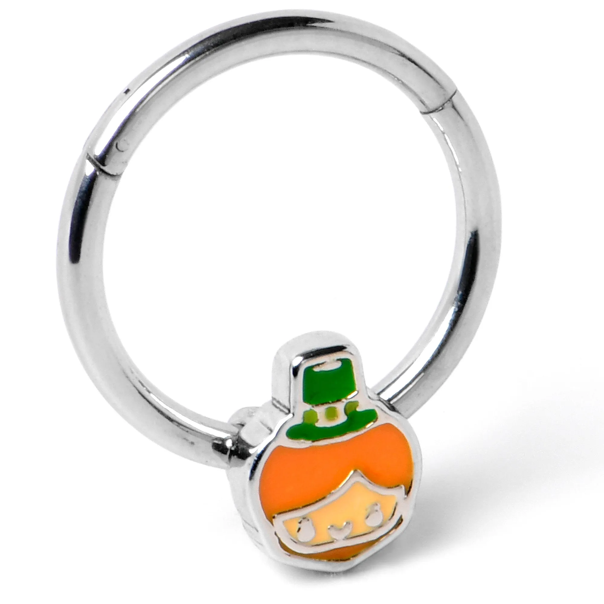 16 Gauge 3/8 Sweet Happy Leprechaun St Patricks Hinged Segment Ring
