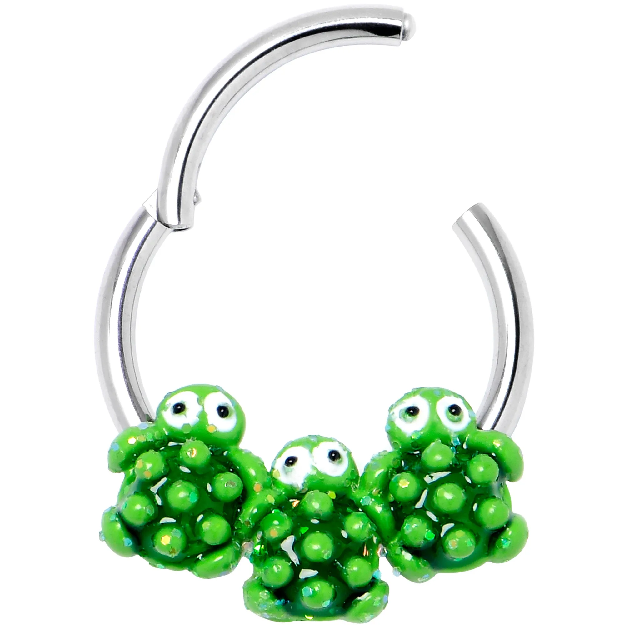 16 Gauge 3/8 Texture Turtle Trio Hinged Segment Ring