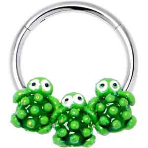 16 Gauge 3/8 Texture Turtle Trio Hinged Segment Ring