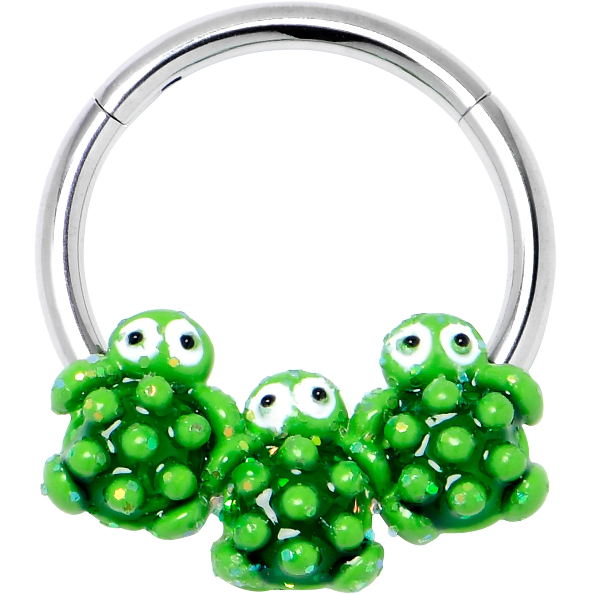 16 Gauge 3/8 Texture Turtle Trio Hinged Segment Ring