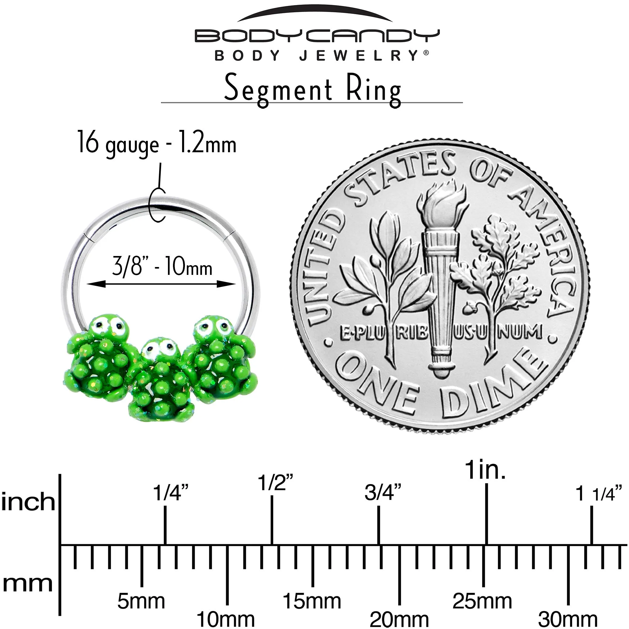16 Gauge 3/8 Texture Turtle Trio Hinged Segment Ring