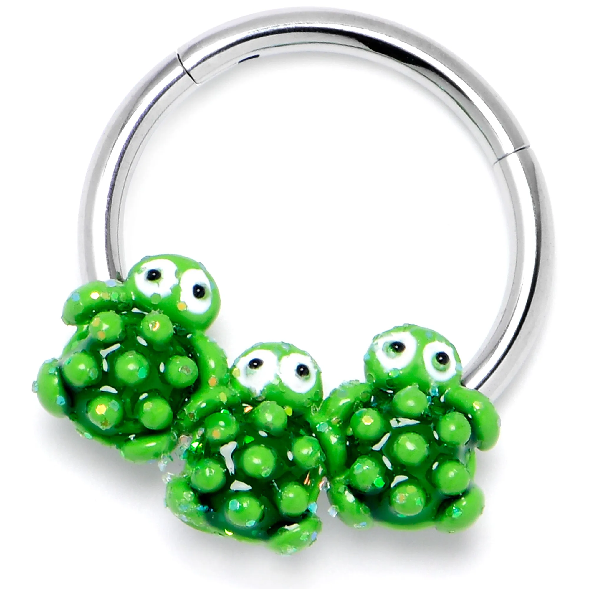 16 Gauge 3/8 Texture Turtle Trio Hinged Segment Ring