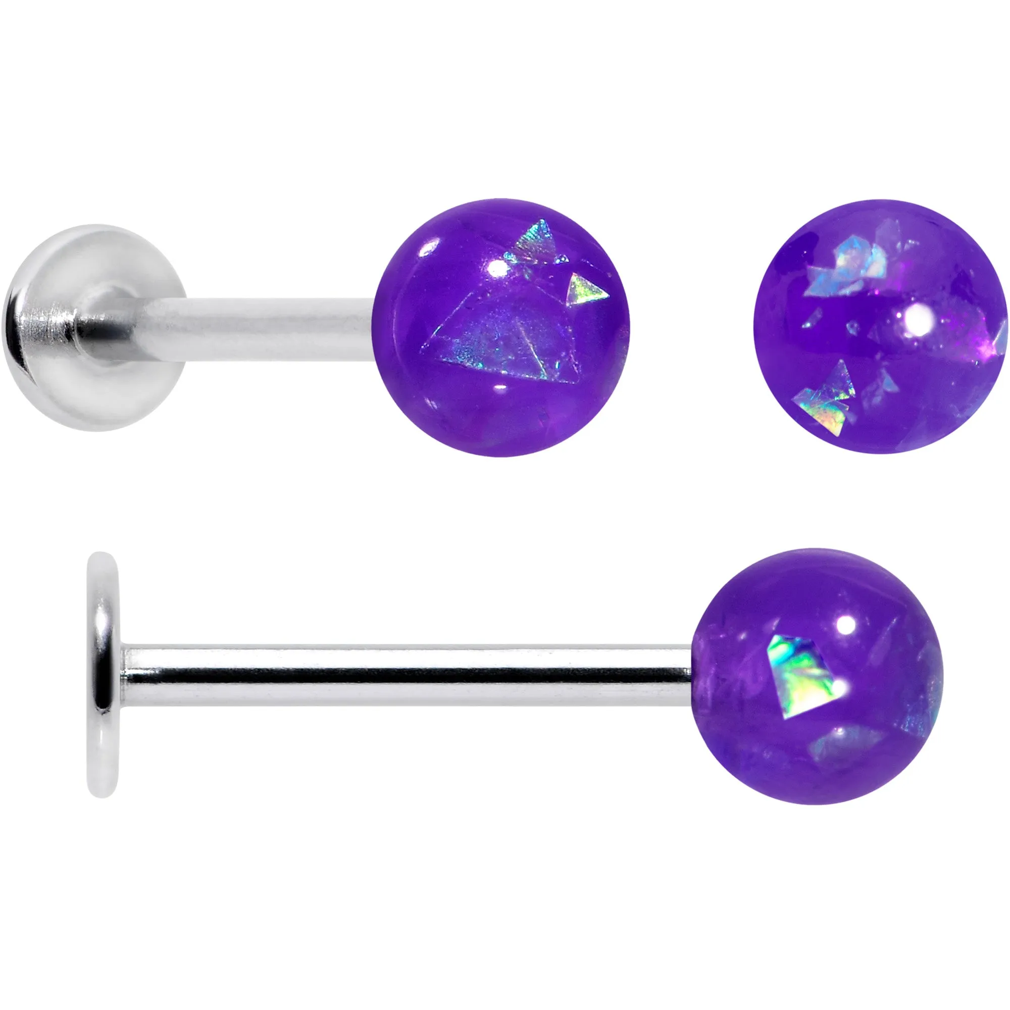 16 Gauge 5/16 3/8 Purple Gem Faux Opal Labret Monroe Tragus Set of 4