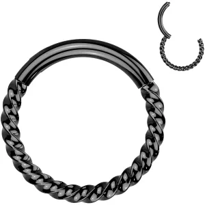 16 Gauge 5/16 Black Braided Style Precision Hinged Segment Ring