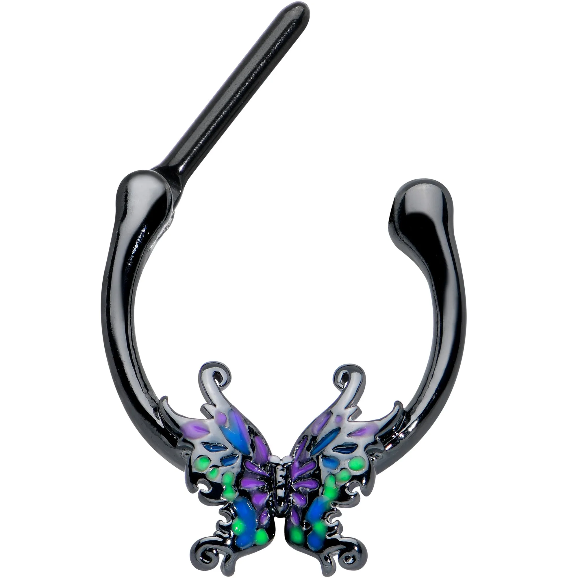 16 Gauge 5/16 Black Fantasy Faerie Wings Cartilage Clicker